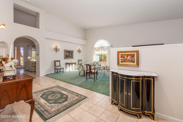 interior space featuring light tile patterned floors