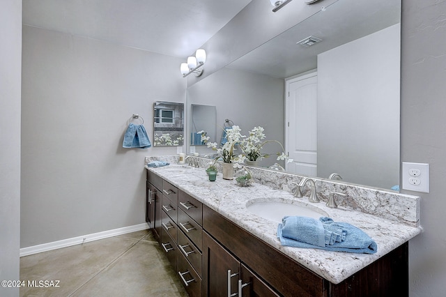 bathroom with vanity and concrete flooring