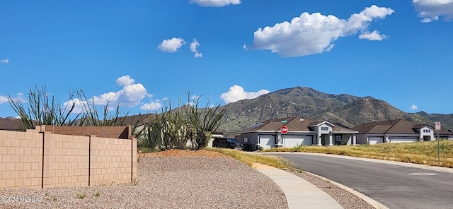 exterior space featuring a mountain view