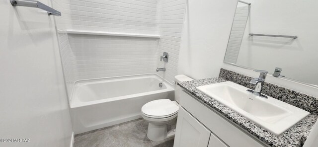 full bathroom with vanity, toilet, and  shower combination