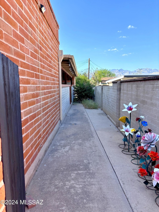 view of patio featuring a mountain view