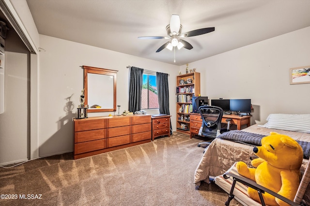 bedroom with carpet and ceiling fan