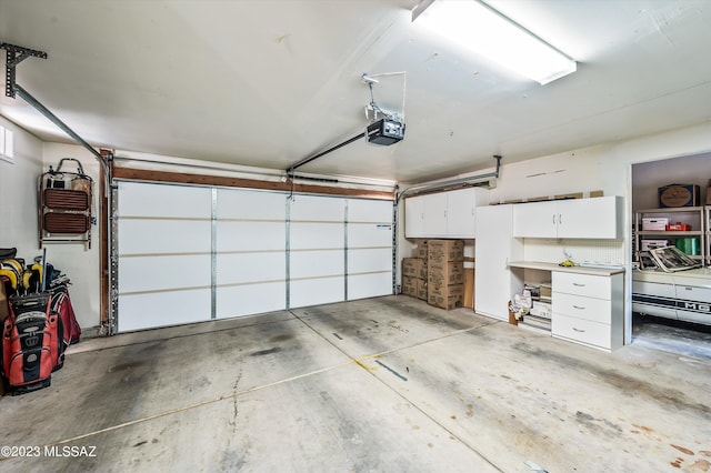 garage with a garage door opener