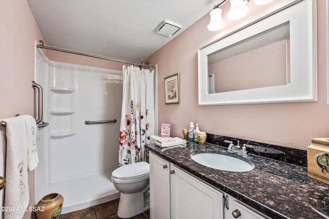 full bathroom featuring vanity, toilet, tile patterned floors, and shower / bath combo with shower curtain