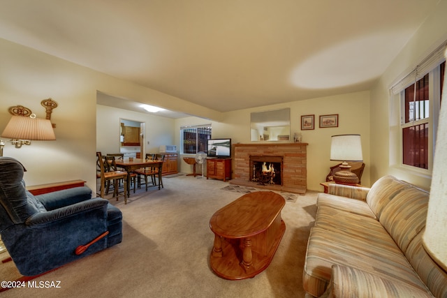 living room featuring carpet floors