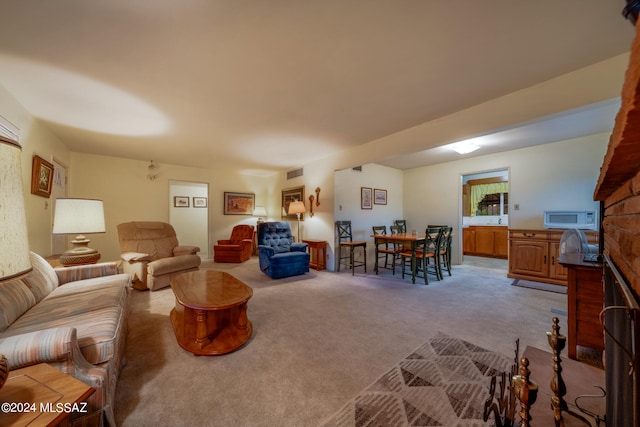 living room with light carpet