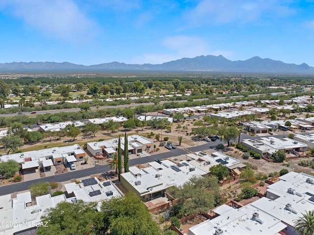 drone / aerial view featuring a mountain view