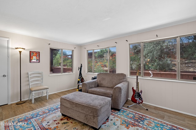 sitting room featuring light wood-type flooring