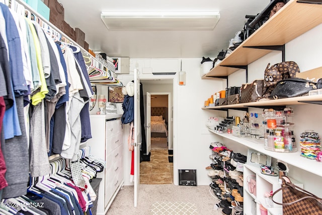 spacious closet with carpet flooring