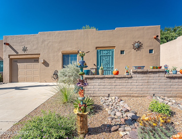 adobe home with a garage