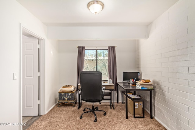 view of carpeted office space