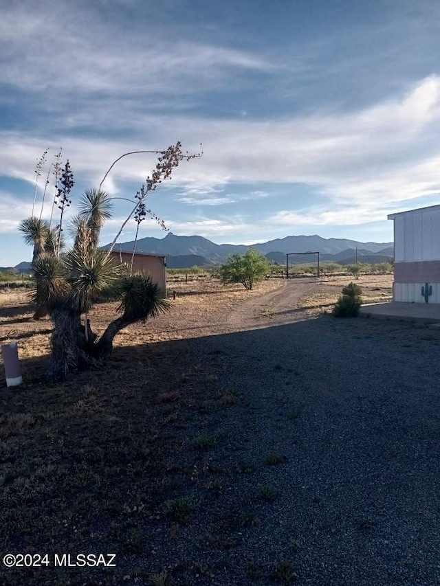 view of yard featuring a mountain view and a rural view