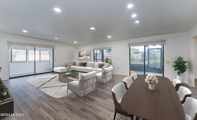 living room with wood-type flooring