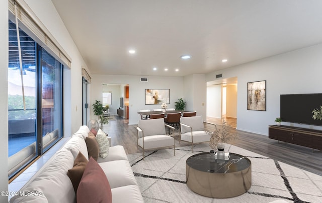 living room featuring hardwood / wood-style flooring