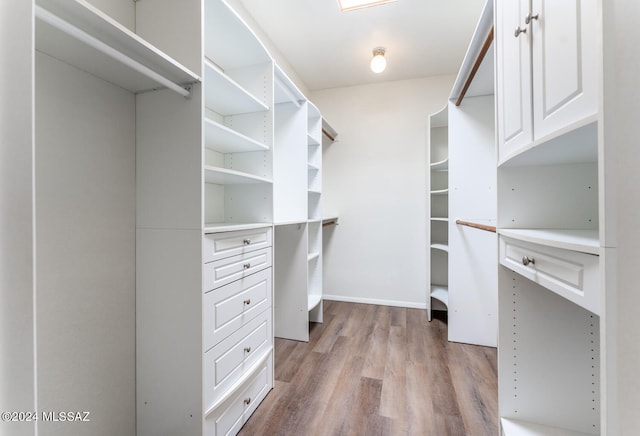 spacious closet with light hardwood / wood-style flooring