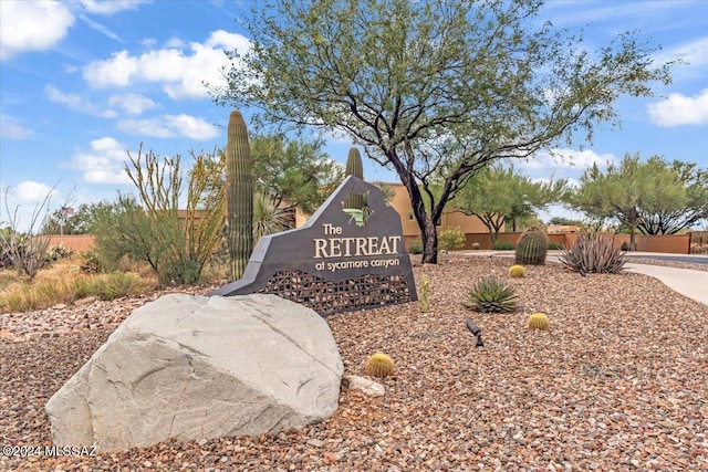 view of community sign