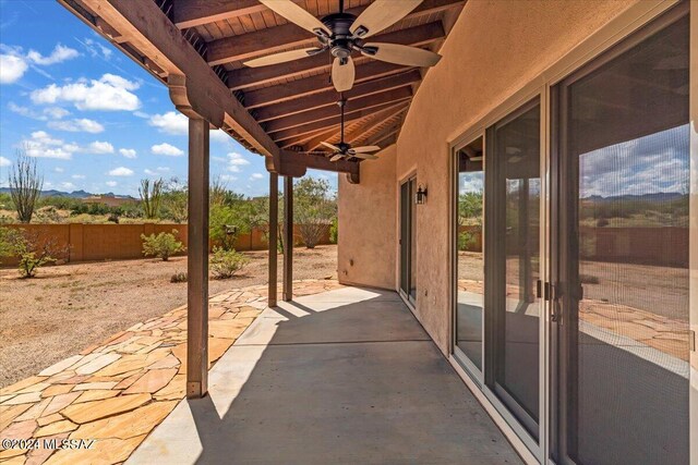 view of patio with ceiling fan