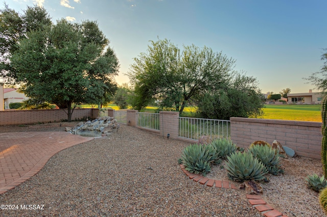 view of yard at dusk