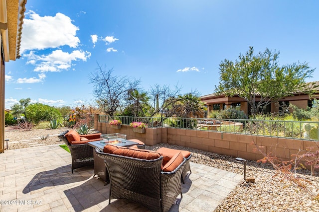 view of patio / terrace featuring outdoor dining area and a fenced backyard