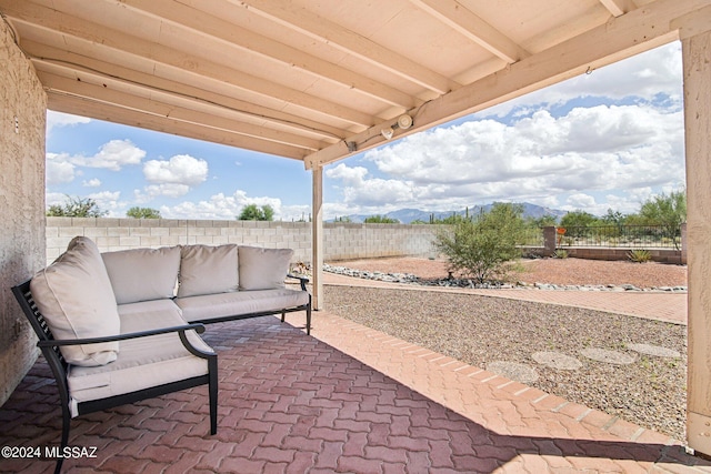 view of patio featuring an outdoor hangout area