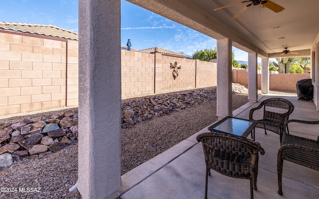 view of patio / terrace with ceiling fan