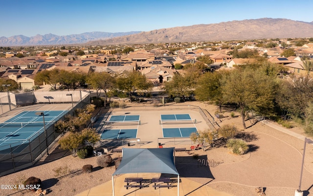 drone / aerial view featuring a mountain view