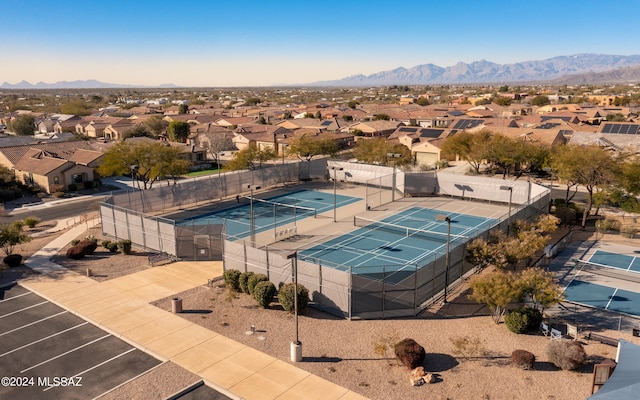 drone / aerial view featuring a mountain view