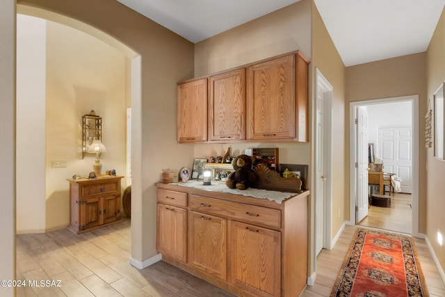 kitchen with light hardwood / wood-style floors