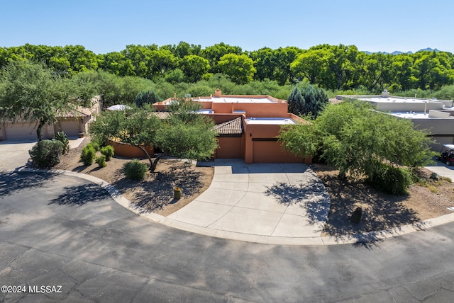 exterior space with a garage