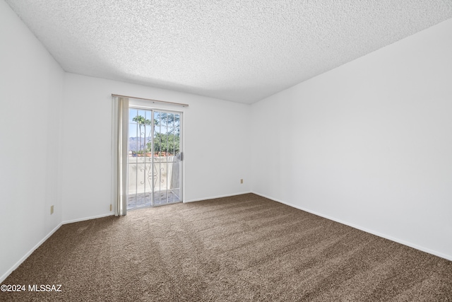 spare room featuring carpet flooring and a textured ceiling