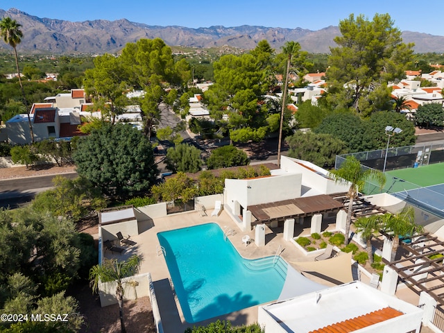 aerial view featuring a mountain view