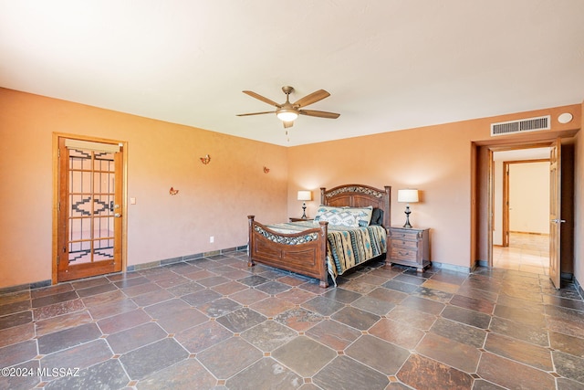 bedroom featuring ceiling fan