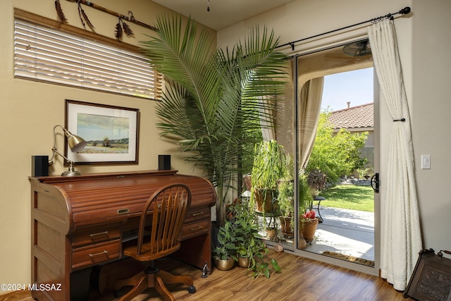 home office featuring hardwood / wood-style flooring