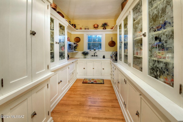 interior space with light hardwood / wood-style floors