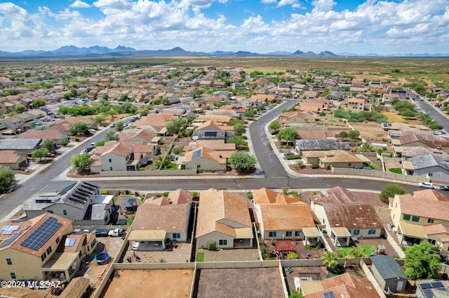 drone / aerial view featuring a mountain view