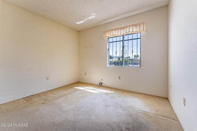 carpeted spare room featuring a textured ceiling