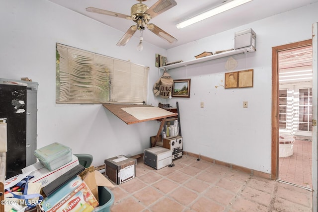 miscellaneous room with ceiling fan