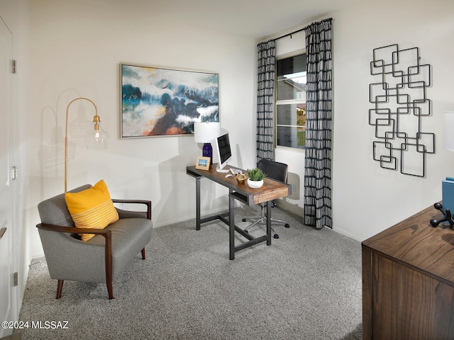 office area with baseboards and carpet
