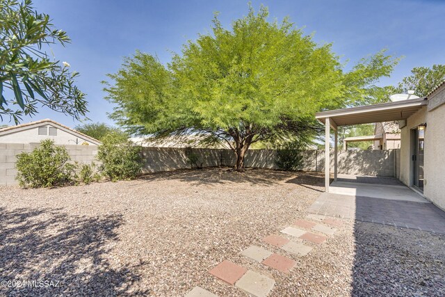 view of yard with a patio area