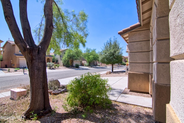 view of yard featuring a garage