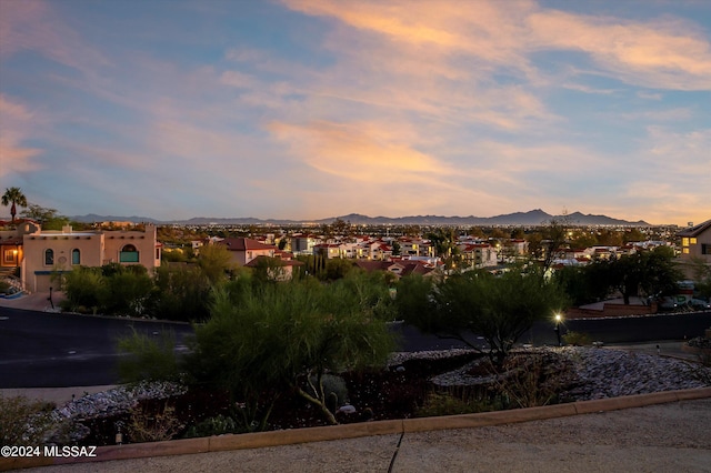 property view of mountains with a residential view
