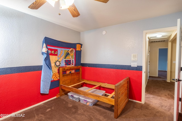 bedroom with carpet flooring and ceiling fan