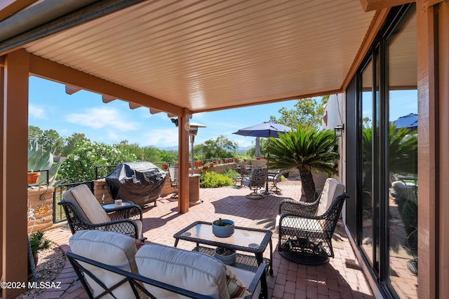 view of patio featuring grilling area and an outdoor living space