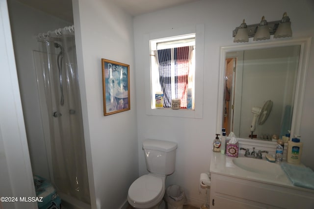 full bathroom with toilet, shower / tub combo, and vanity