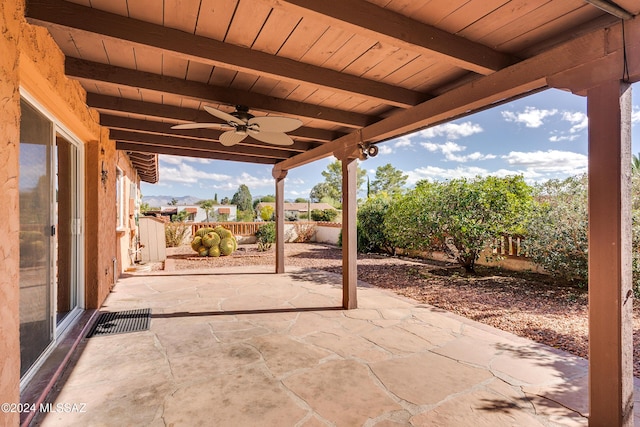 view of patio with ceiling fan