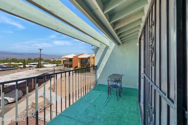 balcony with a mountain view