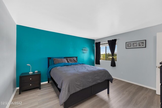 bedroom featuring light hardwood / wood-style floors