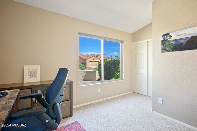 1892 E E Clf, Swallow Trail, Green Valley, AZ 85614 - carpeted home office with baseboards and vaulted ceiling