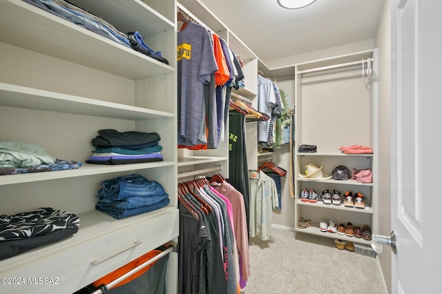 walk in closet featuring carpet