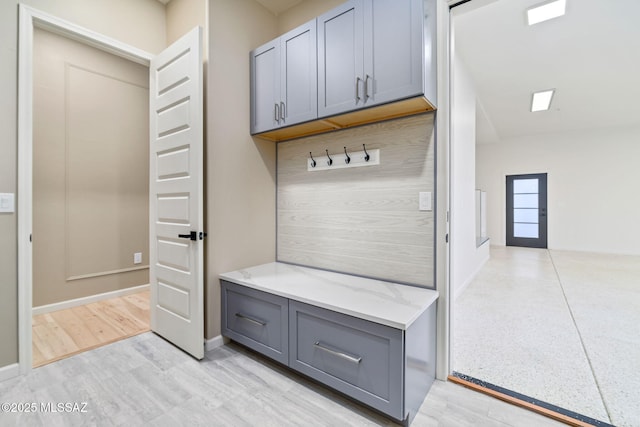 mudroom with light wood-type flooring